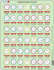 Пазл рамка-вкладыш Larsen Учись определять время (на украинском языке), серия МАКСИ OB7-UA