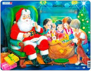 Пазл Larsen рамка-вкладиш Дід Мороз з дітьми серія Максі (JUL14)