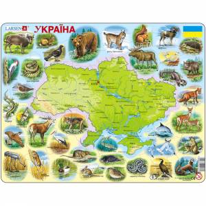 Пазлы Larsen рамки-вкладыши  Карта Украины - животный мир