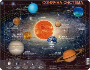 Пазл рамка-вкладыш Larsen Солнечная Система (на украинском языке), серия МАКСИ SS1-UA